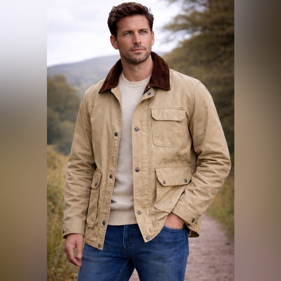 Eddie Bauer Other - Eddie Bauer Men's Tan Barn Jacket with Brown corduroy Collar
